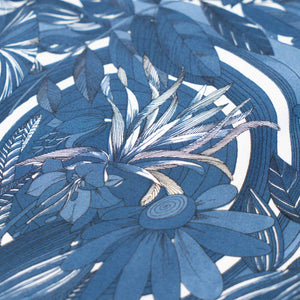 Camicia maniche corte - stampa floreale sfondo blu