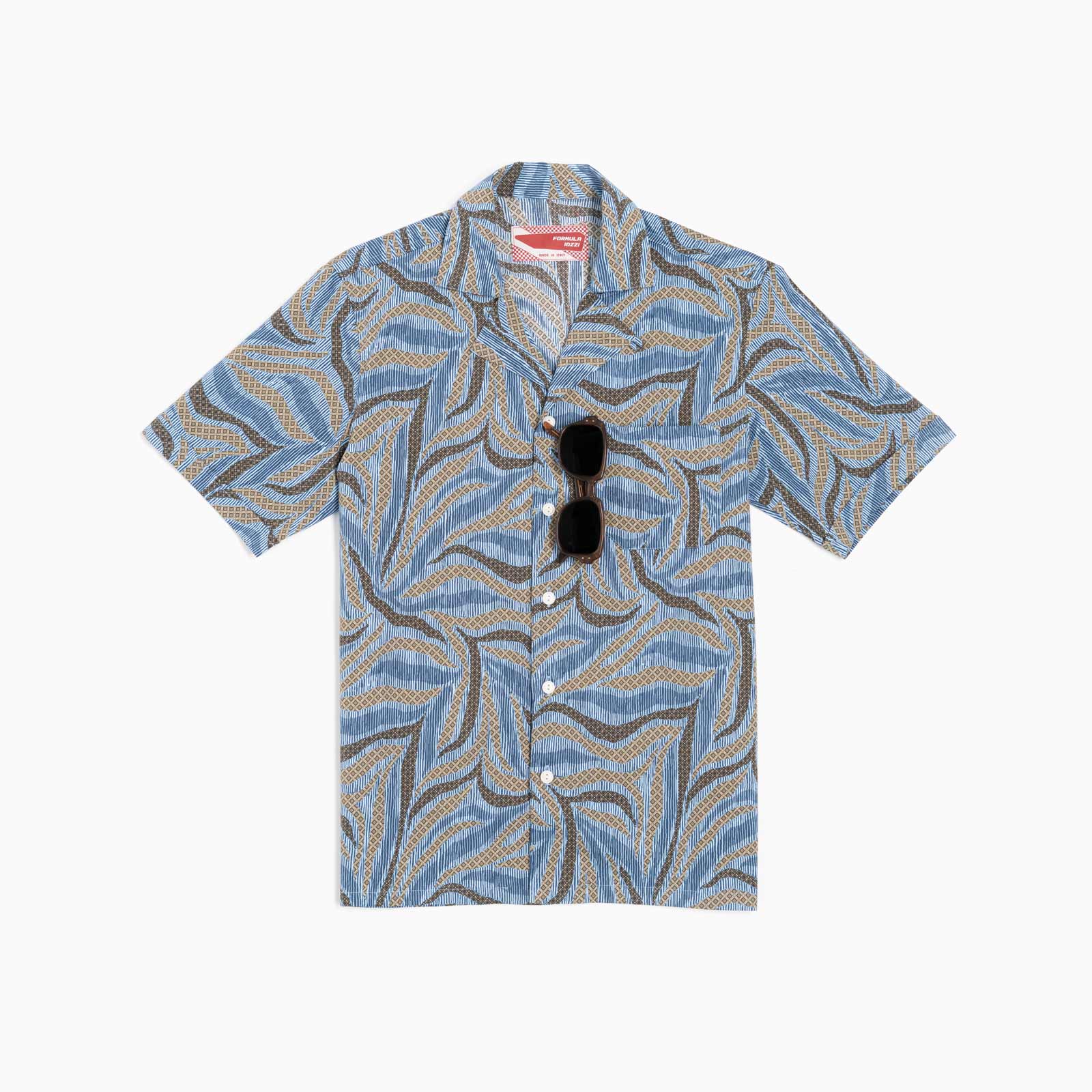 Short-sleeved shirt - Light blue jungle print