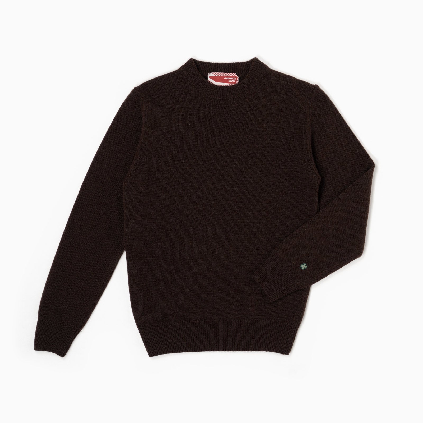 Maglione girocollo 100% lana merinos - Cioccolato