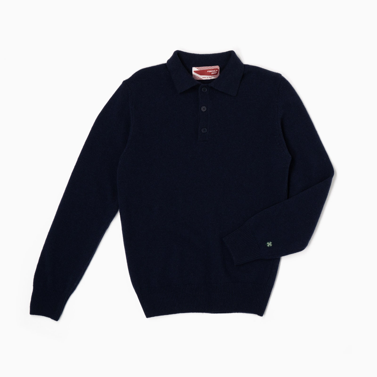 Maglione collo polo 100% lana merinos - Blu