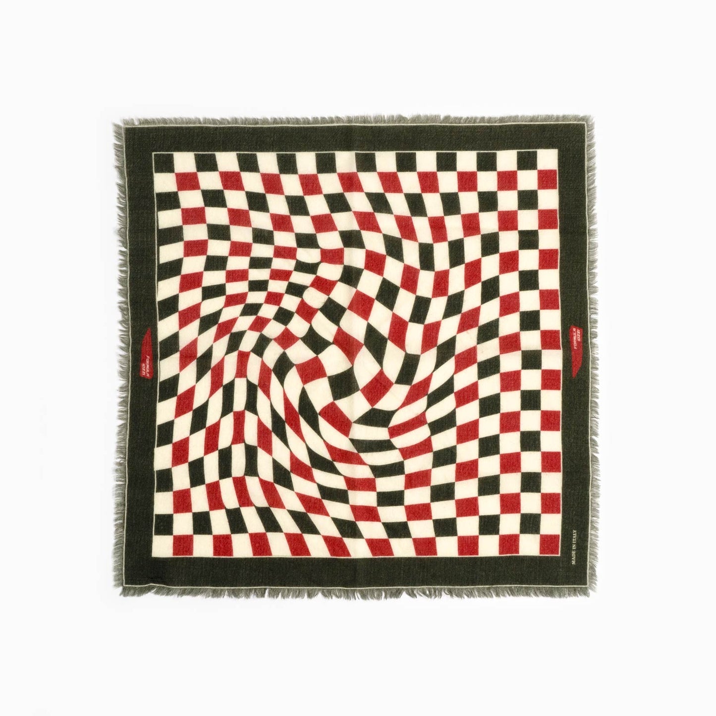 Checkered Wool Bandana - Green & Red