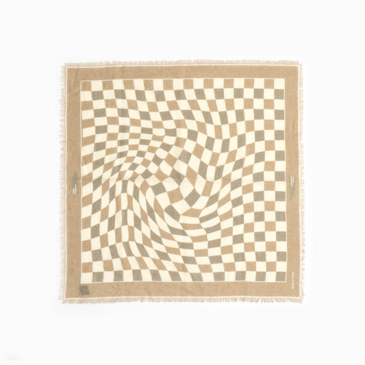 Checkered Wool Bandana - Beige